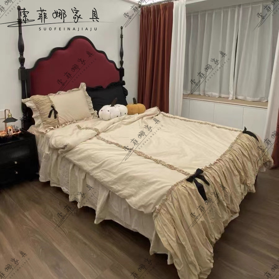 新品法式复古床卧室推荐1.8米双人床婚床1.5米公主床美式实木床