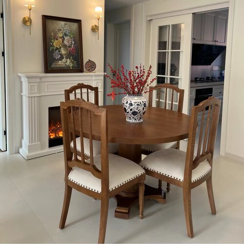 实木餐桌工厂直销圆形美式橡木