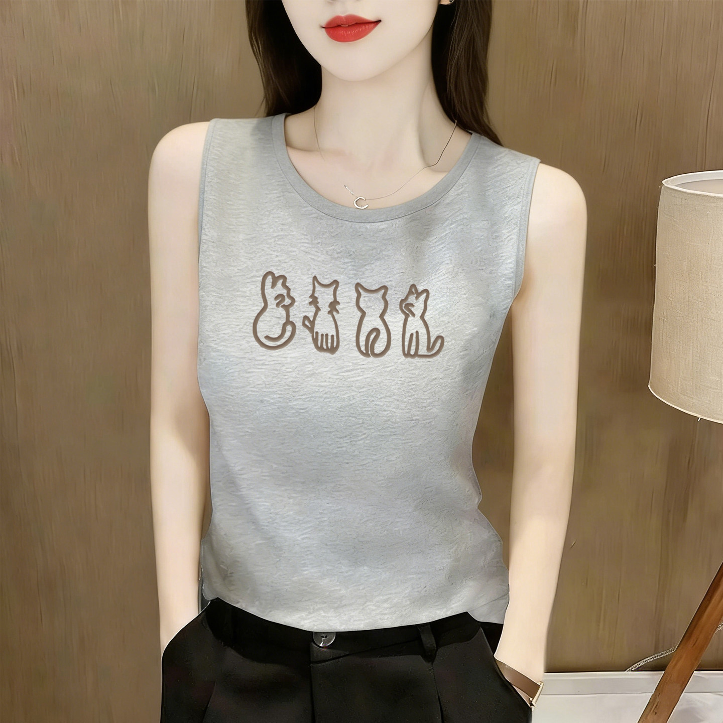 夏季新款纯棉吊带背心女士外穿上衣宽松遮副乳无袖T恤内搭打底衫