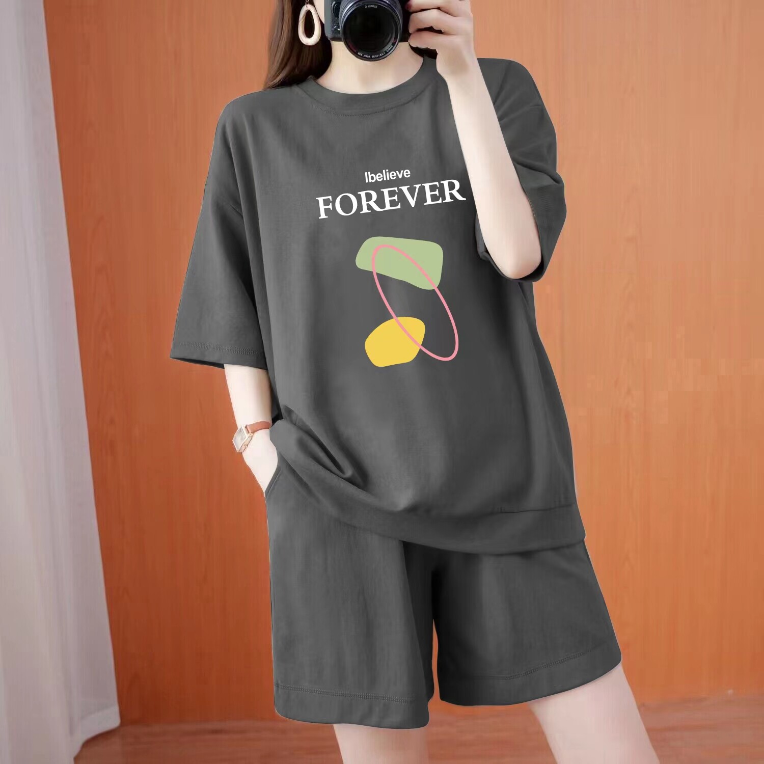 纯棉时尚套装大码休闲运动两件套