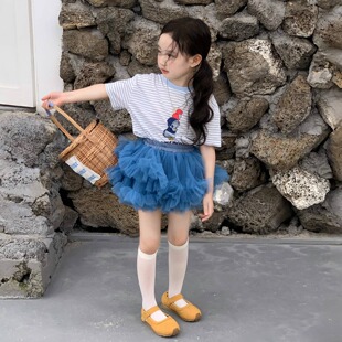 女童短袖纱裙套装2026夏季韩版儿童洋气时髦女宝夏装裙子两件套潮