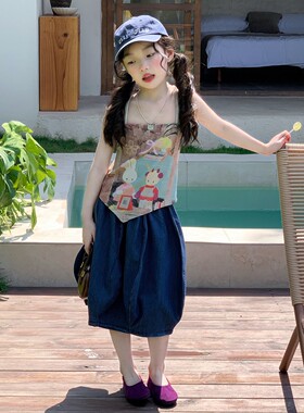 女童夏季韩系吊带背带裙两件套