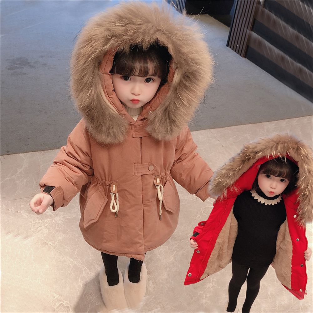 女宝宝冬装外套保暖新款洋气儿童加绒加厚小童棉衣女童派克棉服