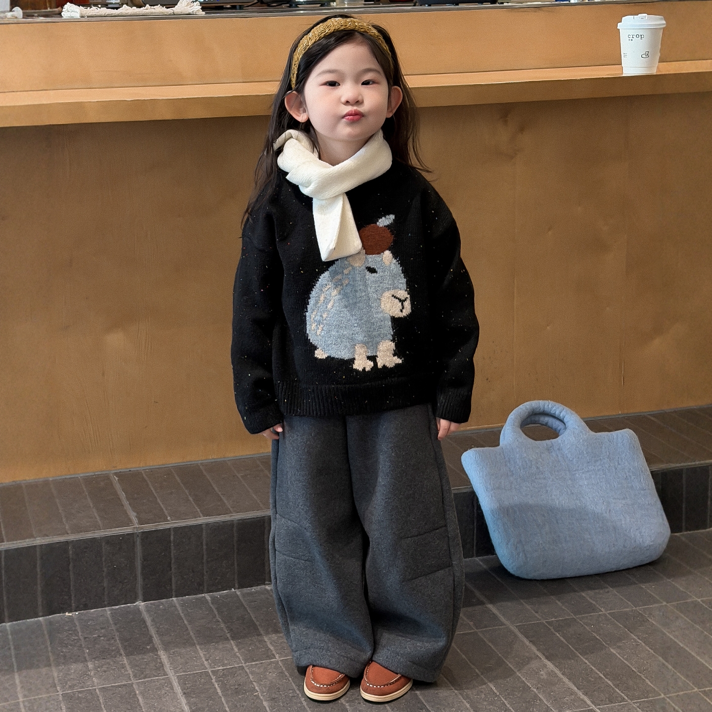 女童秋冬套装·卡通毛衣+毛呢裤