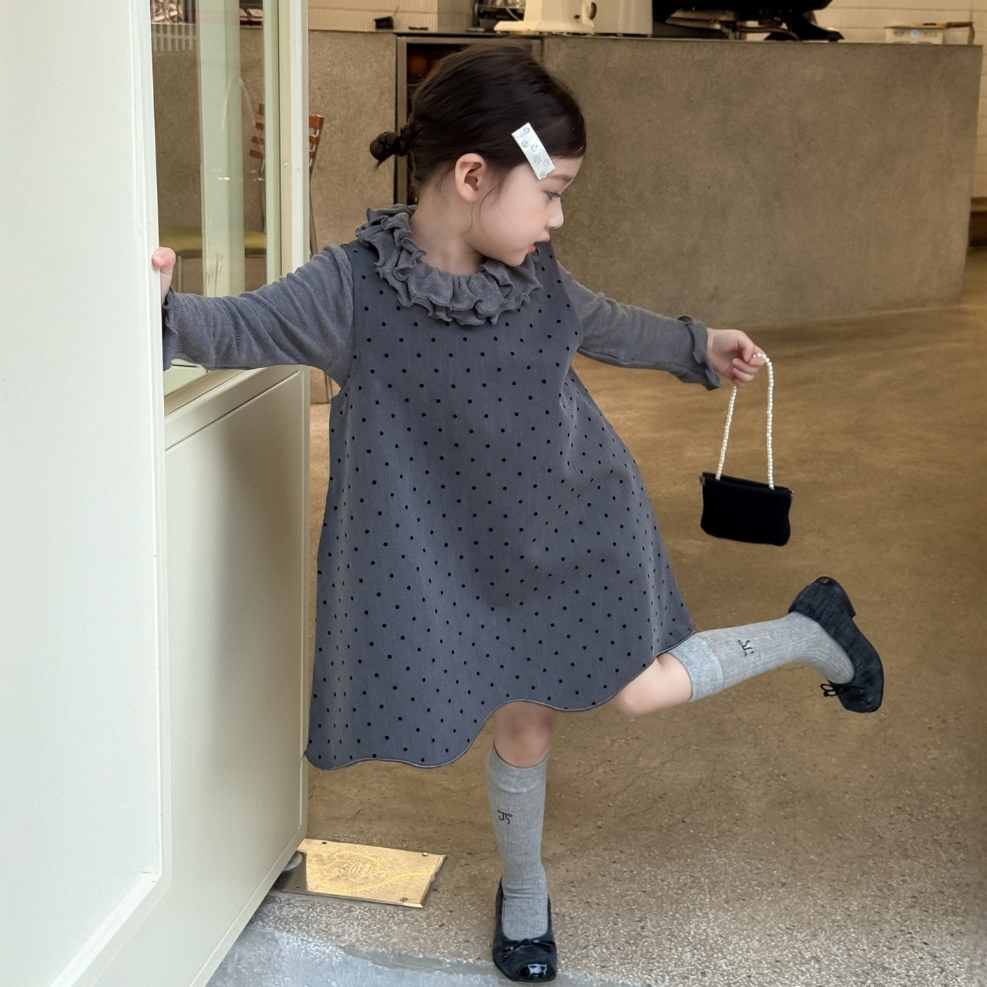 女童韩版连衣裙2025秋季儿童装女宝宝洋气甜美波点裙子背心裙套装