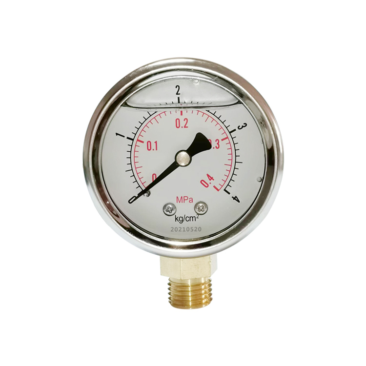 不锈钢压力表耐震振充油立装径向沙砂缸压力表注油YBN50 4kg厂销
