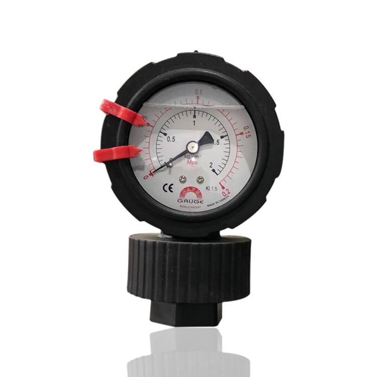 台湾华记PP隔膜压力表耐震充油耐酸碱压力表水处理Y63 0.2MPA 2KG