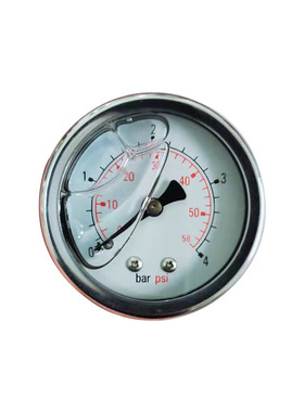 不锈钢压力表轴向耐震横装充油表注液表YBN50Z 4bar 58psi 1/8PT