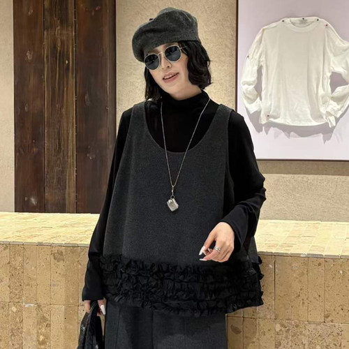 木耳花边坎肩马甲女马夹打底衫潮