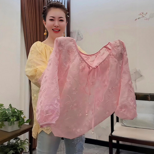 抽绳领口蕾丝衫女百搭减龄上衣潮