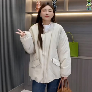 女装 百搭二棉棉服外套休闲保暖上衣胖mm2025秋冬新款 宽松显瘦大码