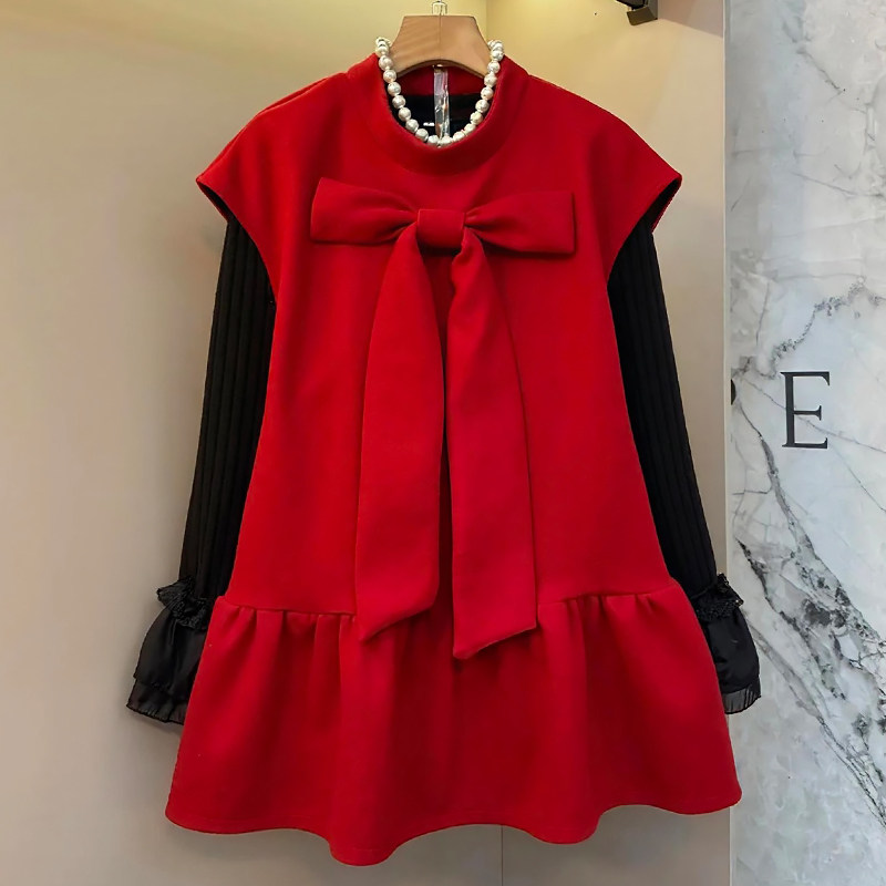 韩系甜美蝴蝶结马甲裙打底衫套装胖mm2026春冬新显瘦宽松大码女装,女装/女士精品,大码套装,淘宝优惠券,粉丝福利购,淘宝优惠卷