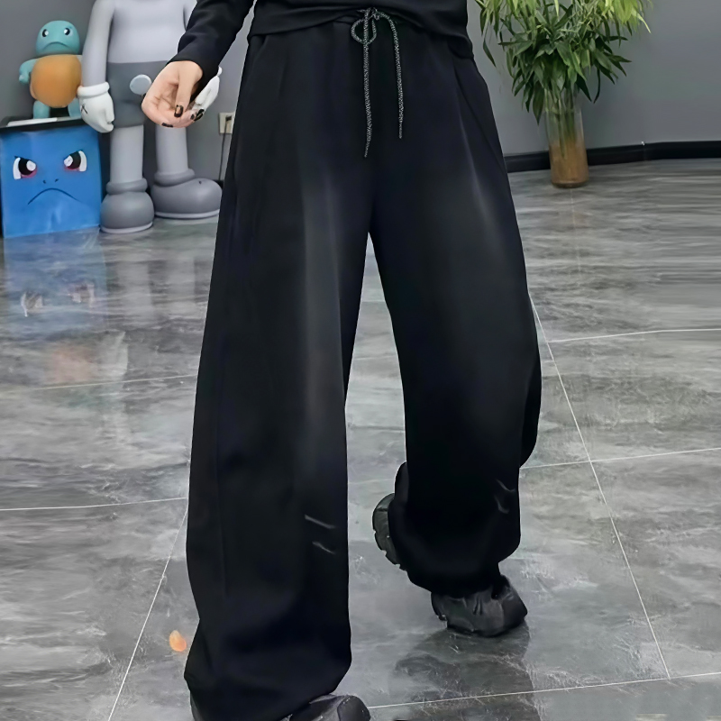 韩系弯刀裤水洗卫裤休闲女裤大码