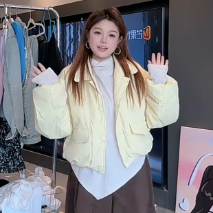 韩系减龄短款面包棉服外套女胖mm2026秋冬季新款宽松显瘦大码女装