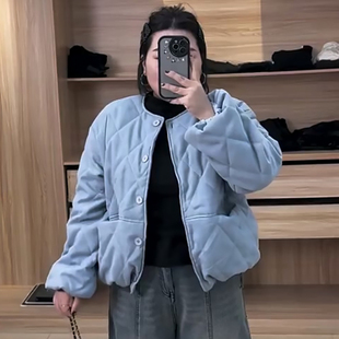 宽松显瘦女装 新款 保暖灯芯绒菱格棉服女加厚外套胖mm2025冬季 大码