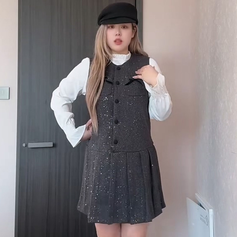 小香风百褶马甲裙女宽松衬衫两件套胖mm2025早春新款显瘦大码女装,女装/女士精品,大码套装,淘宝优惠券,粉丝福利购,淘宝优惠卷