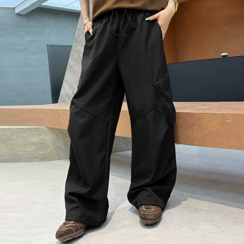 工装风休闲大口袋加肥休闲女裤子