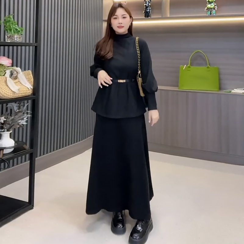 百搭净版小衫休闲高腰半身裙套装