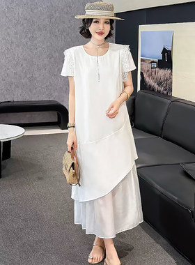 韩版蕾丝边短袖连衣裙休闲女裙子