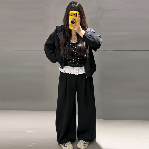 宽松连帽卫衣外套波点吊带打底衫女裤胖mm2026秋季款显瘦大码女装