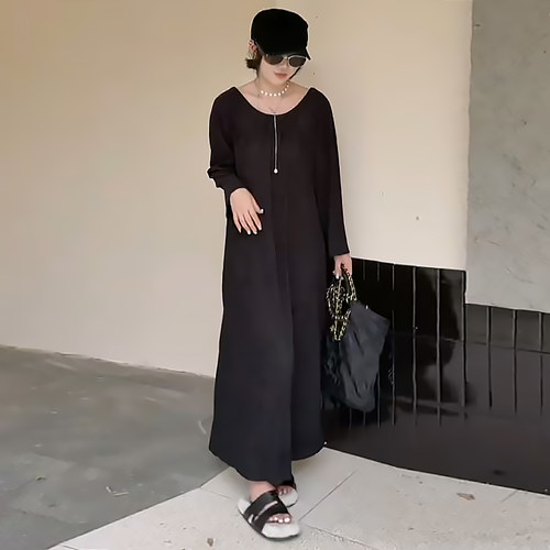 气质长袖女裙欧洲站休闲连衣裙子