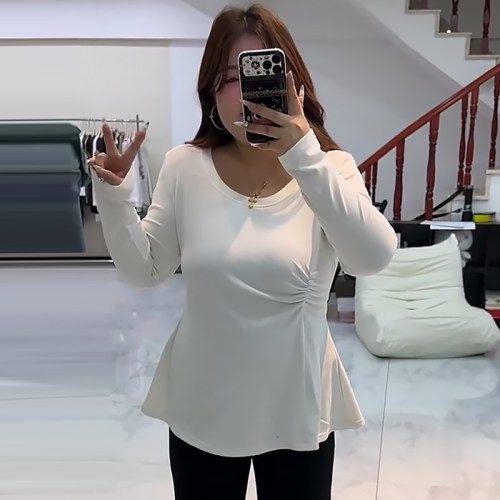 纯欲辣妹风U领收腰上衣女小衫潮