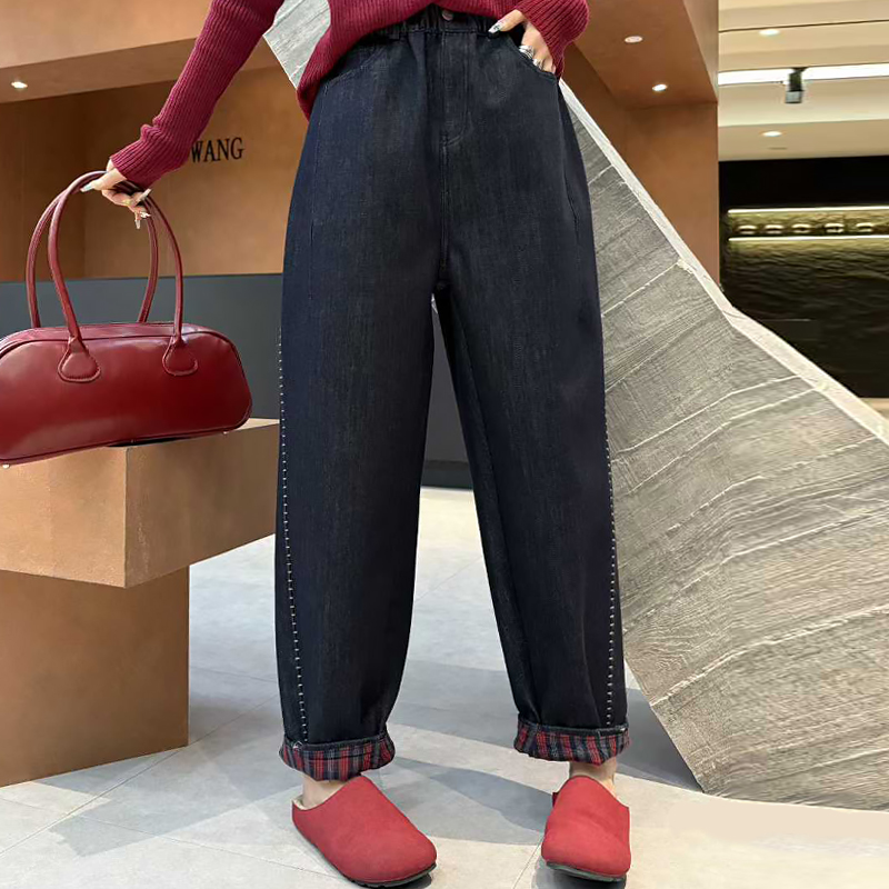 个性明线小脚裤休闲女裤牛仔裤潮