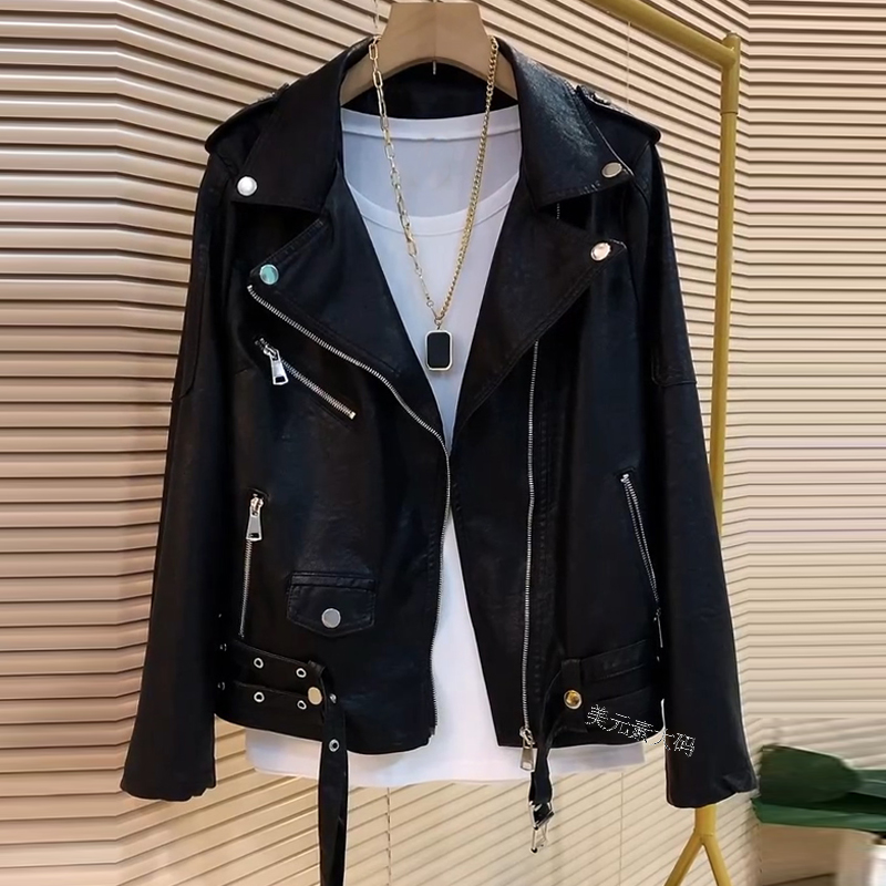 不等式重工PU外套女长袖皮衣夹克