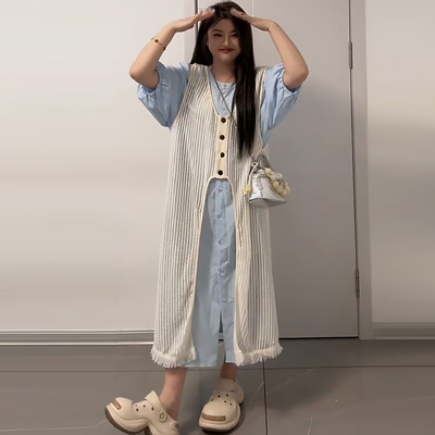 波西米亚风流苏罩衫连衣裙子套装