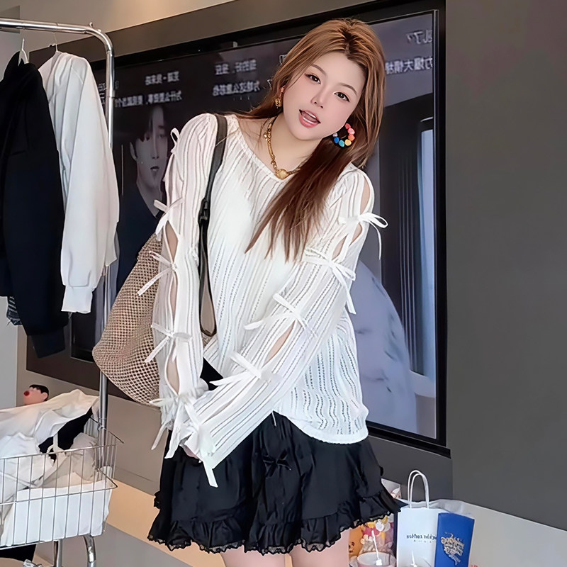 镂空针织防晒衫休闲网衫上衣胖mm2026春夏新款宽松大码显瘦女装潮