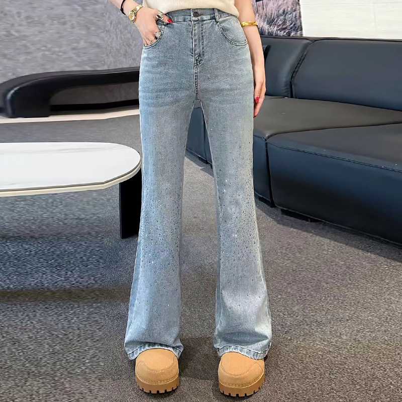 百搭亮钻高腰女裤休闲牛仔裤子胖mm2026早春新款宽松显瘦大码女装,女装/女士精品,大码裤装,淘宝优惠券,粉丝福利购,淘宝优惠卷