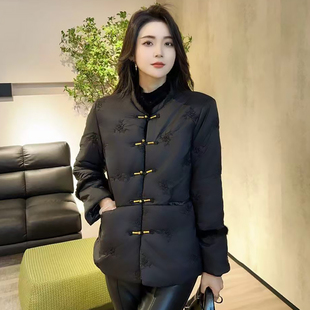 女装 宽松显瘦大码 新款 国风棉服加棉外套复古休闲上衣胖mm2025冬季