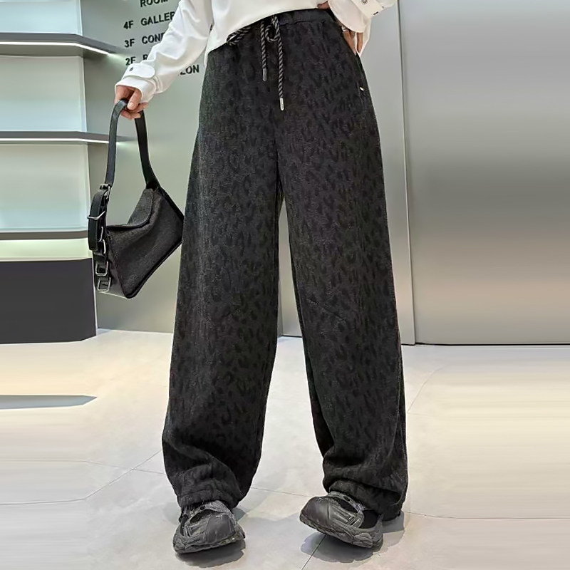 抽绳收腰豹纹休闲裤高腰女裤子胖mm2026春冬新款宽松显瘦大码女装,女装/女士精品,大码裤装,淘宝优惠券,粉丝福利购,淘宝优惠卷
