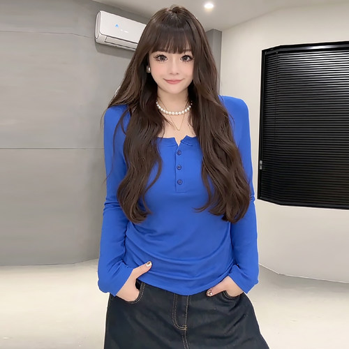 长袖净版打底衫女简约休闲上衣潮