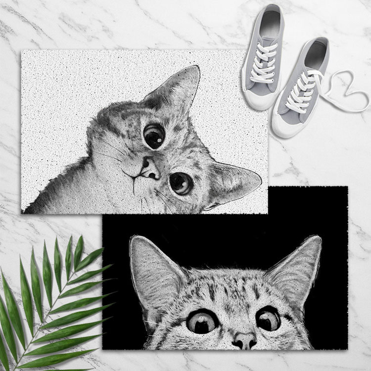 北欧猫 可爱简约入户门丝圈地垫家用门垫门厅大门口地毯进门脚垫
