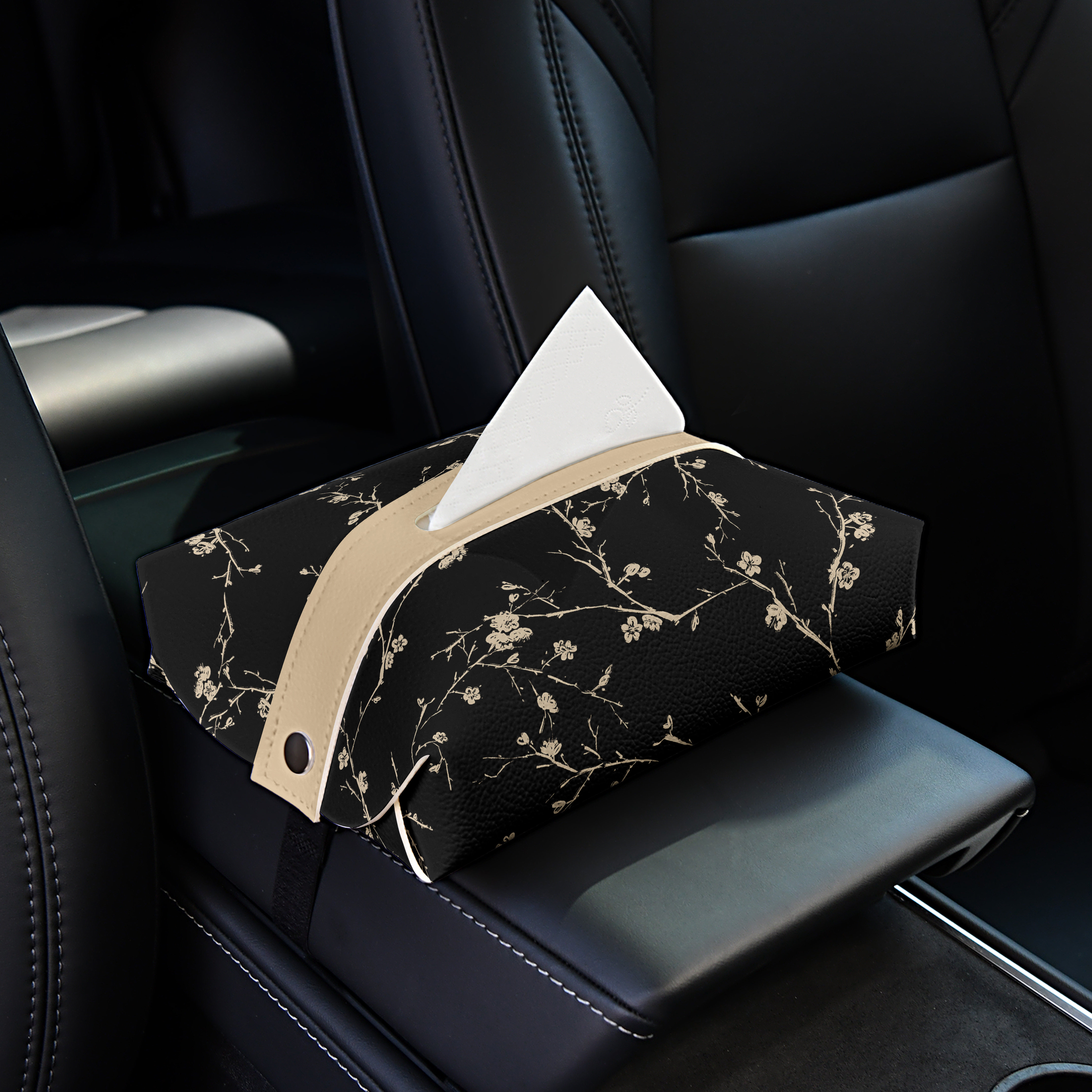 奶油风中古风车载纸巾盒汽车创意椅背纸巾包车内扶手箱多功能抽纸