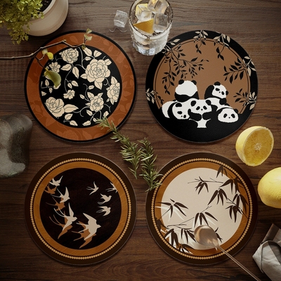 新古典风格餐桌隔热垫圆形小餐垫免洗防水防油碗垫盘垫水杯垫子