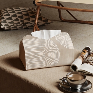 侘寂风纸巾盒家用客厅餐桌床头柜布艺创意抽纸盒柔软绒面有质感