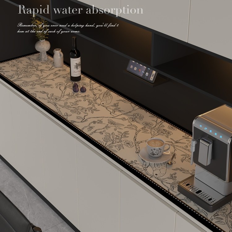 轻奢枝叶 鞋柜垫子防水防油免洗桌布皮革电视柜桌垫盖巾长条定制