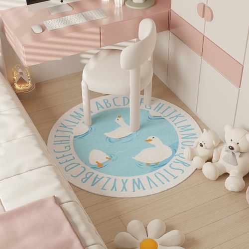 可爱鸭子圆形地毯梳妆台化妆椅子地垫转椅学习椅垫子脚垫书房
