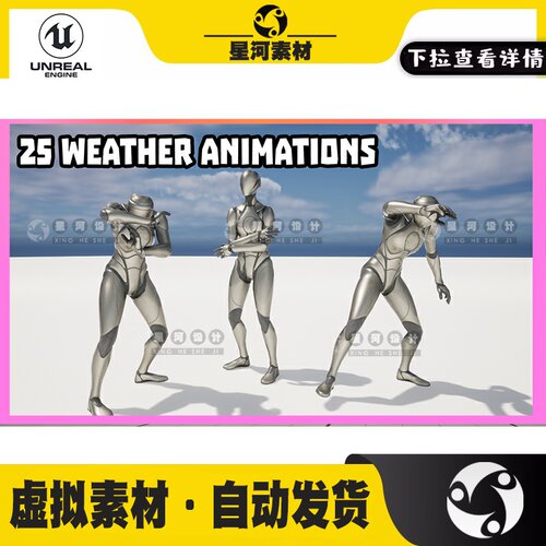 UE4虚幻5寒冷颤抖烤火风暴风雨沙尘暴中行走人物角色动捕动作动画