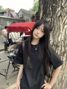 宽松ins风潮流半袖 t恤女学生韩版 情侣上衣服 100%纯棉黑色短袖 夏季