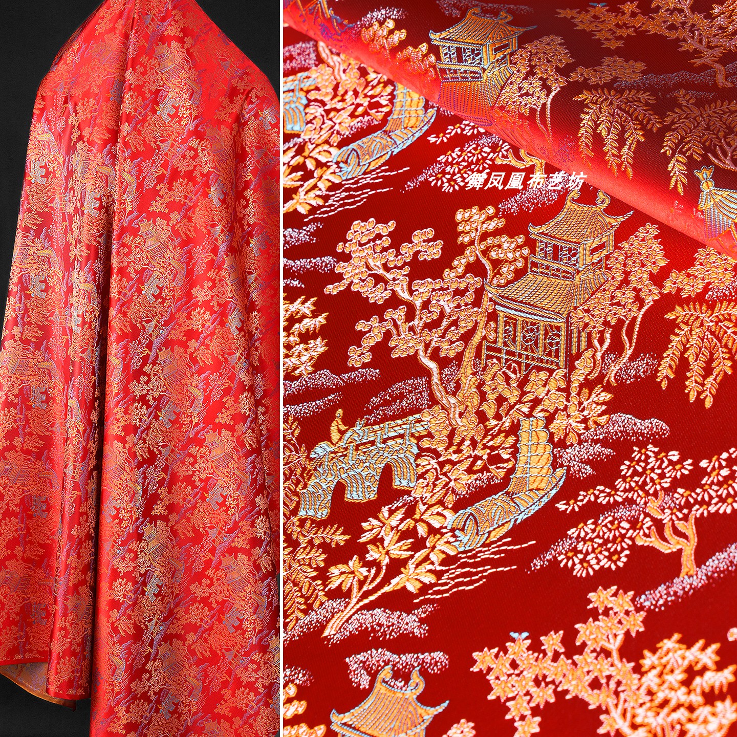 清明上河图织锦缎提花面料外套