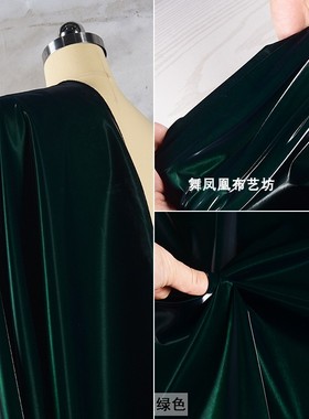 墨绿色闪耀流沙面料亮面仿皮革夹克光泽感镜面防水免洗羽绒服布料