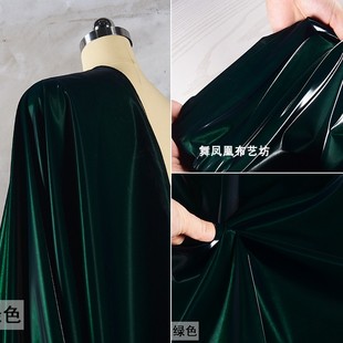 墨绿色闪耀流沙面料亮面仿皮革夹克光泽感镜面防水免洗羽绒服布料