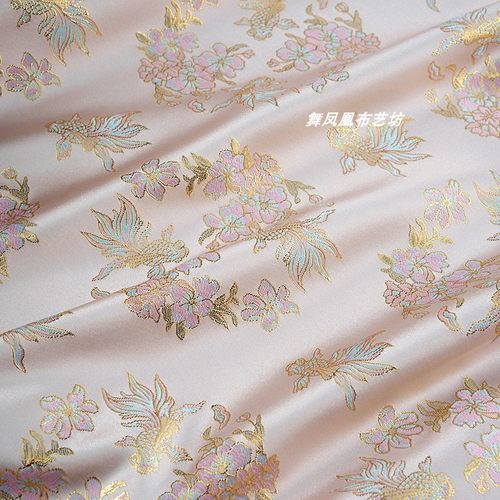 金鱼花朵织锦缎提花面料外套马甲