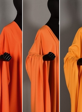 橘色桔红色 加捻罗马布料-针织弹力 柔软透气裤子连衣裙背景面料