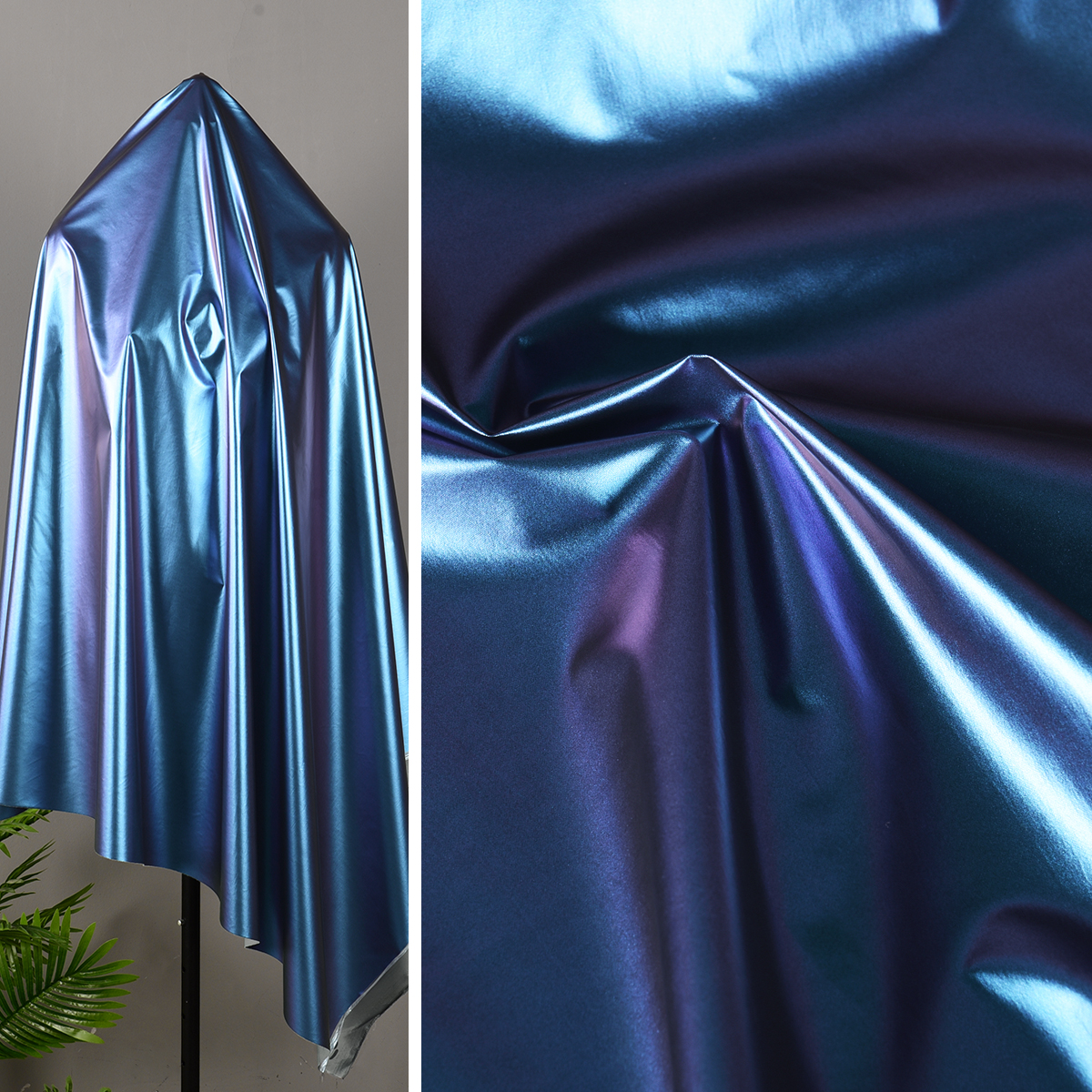 幻彩轻薄防水PU棉服羽绒服布料