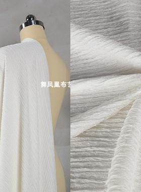 本白色千千叶牛肚布皱布肌理面料