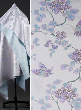外套马甲丁香花蝴蝶提花面料秋冬